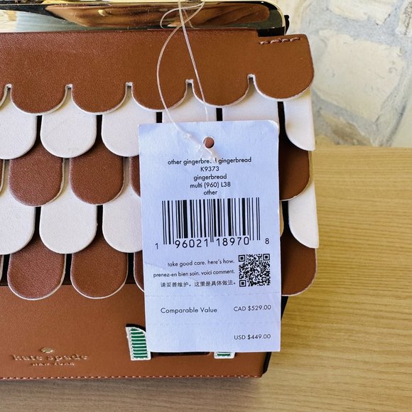 Kate Spade Gingerbread House Top Handle Crossbody Bag Christmas NWT Authentic - Picture 5 of 6